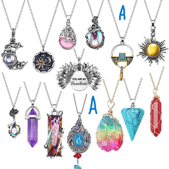 New Vintage Crystal Pendant Necklaces for Women Girls Chakra Healing Carnelian - Picture 2 of 9